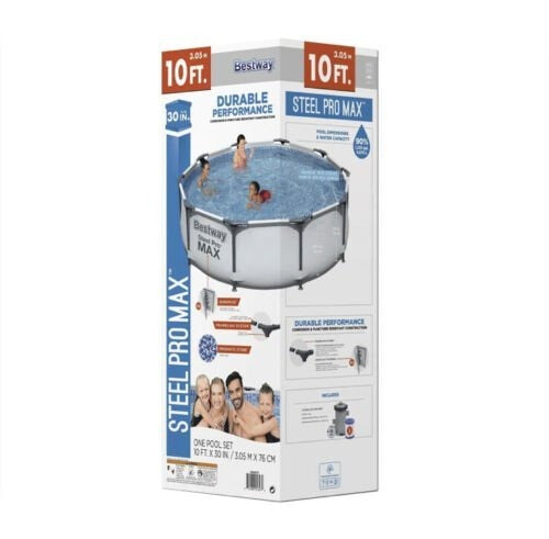 Bestway 12′ x 30″ Steel Pro Frame Max Round Above Ground Swimming Pool with Pump